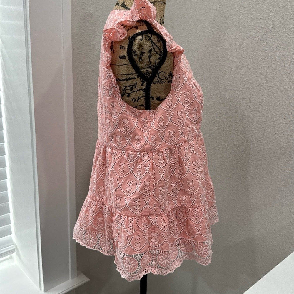 Lilly Pulitzer Keila Embroidered Eyelet Top in Peach Hyacinth Floral Size 12 - Picture 3 of 13